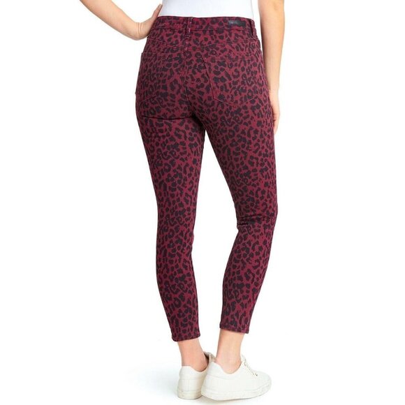 Social Standard by Sanctuary Ankle Pants Womens 12 Red Cheetah Print Skinny FIt - Picture 2 of 15